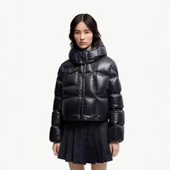 2025年南油秋冬Mon*新款90白鹅绒外套娃娃款连帽蒙口羽绒服女宽松