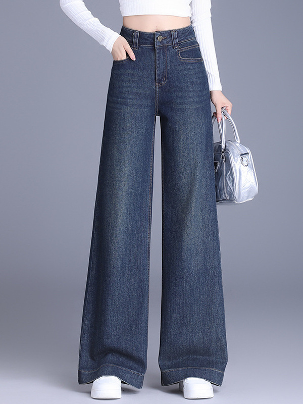 Women's Wide-Leg Jeans 2025 Spring and Autumn New Style Height-Enhancing Slimming Large-Leg Pants Drapey Loose Straight-Leg Pants