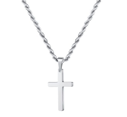 Rvs herenketting met dubbele laag en kruis hanger_voghion.com