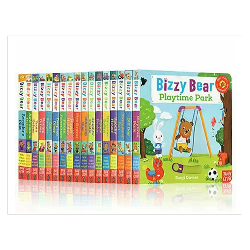 英文原版 Bizzy Bear 早教纸板书小熊很忙系列全套17册童谣机关书