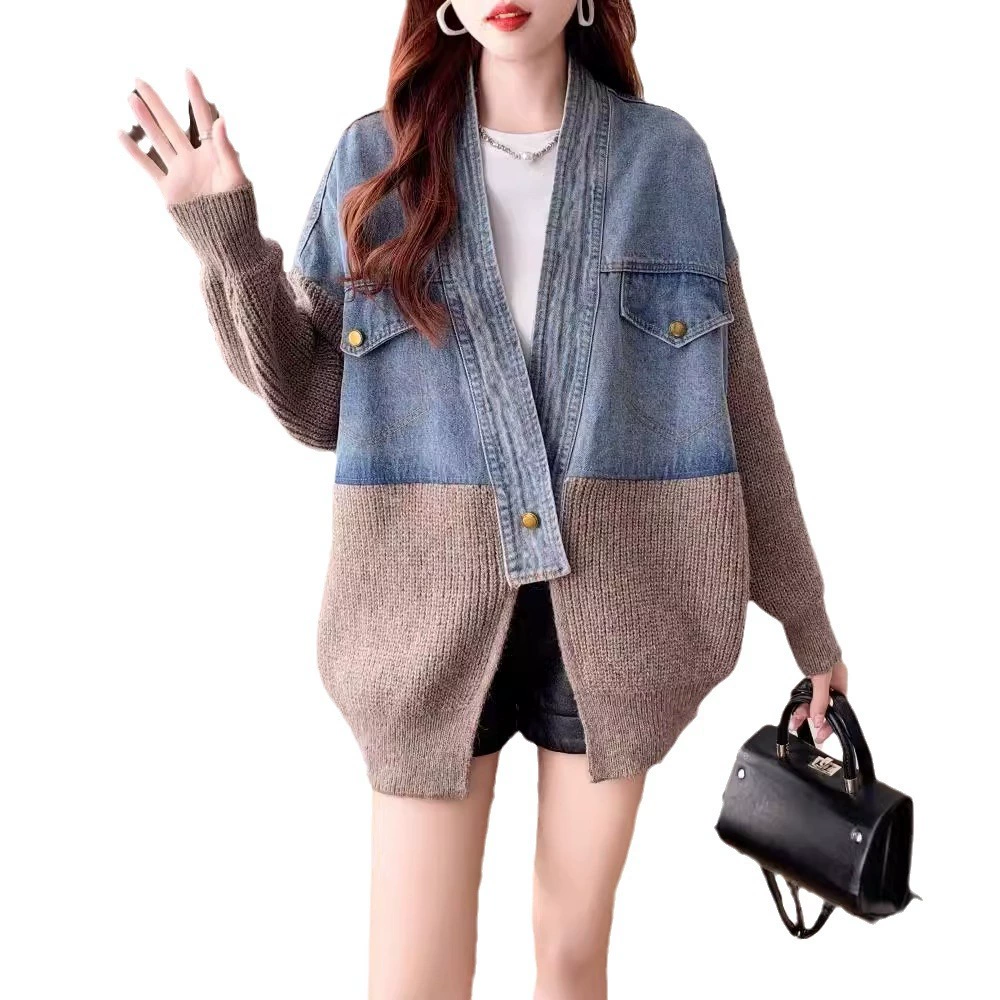 Джинсовый свитер, демисезонная куртка, вязаный кардиган, oversize
