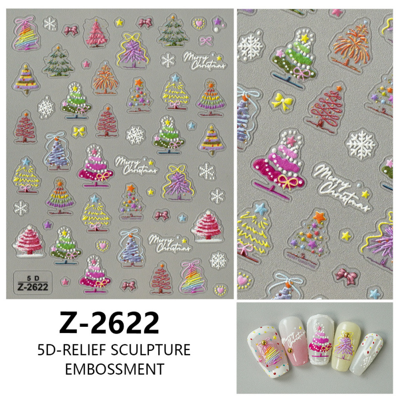 ヨーロッパとアメリカのクリスマスネイルアートステッカー漫画かわいい 5D 立体レリーフステッカー DIY ネイルアートアクセサリー子供のネイルステッカー|undefined