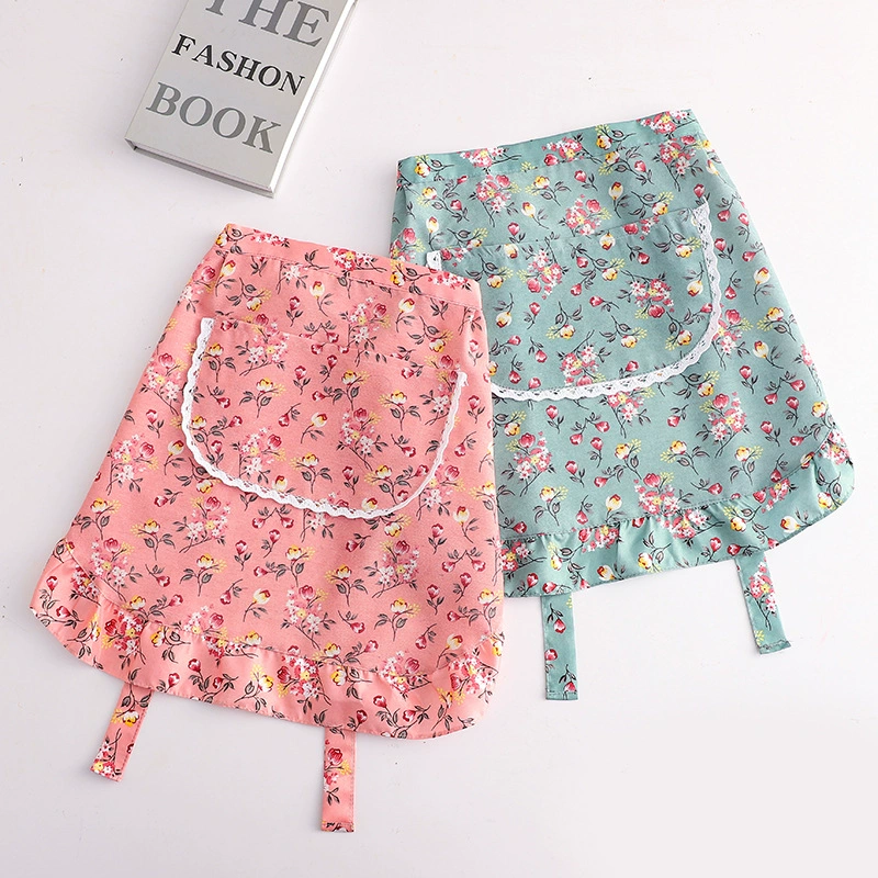 Skirt, apron for men and women for food for work, floral print, simple cut