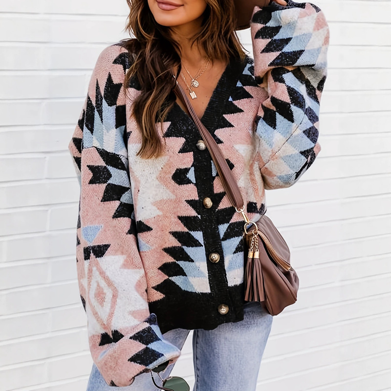 Cross-Border Amazon Aliexpress Order Loose Sweater Cardigan Knitted Long-Sleeved Cardigan Women's Slim Fit Bohemian Style