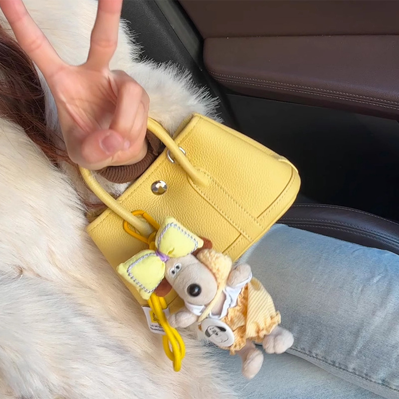 Top Grain Cowhide Mini Garden Bag Genuine Leather Tote Shoulder Crossbody Handbag Fashion Versatile Mini Bag - Thumbnail 2