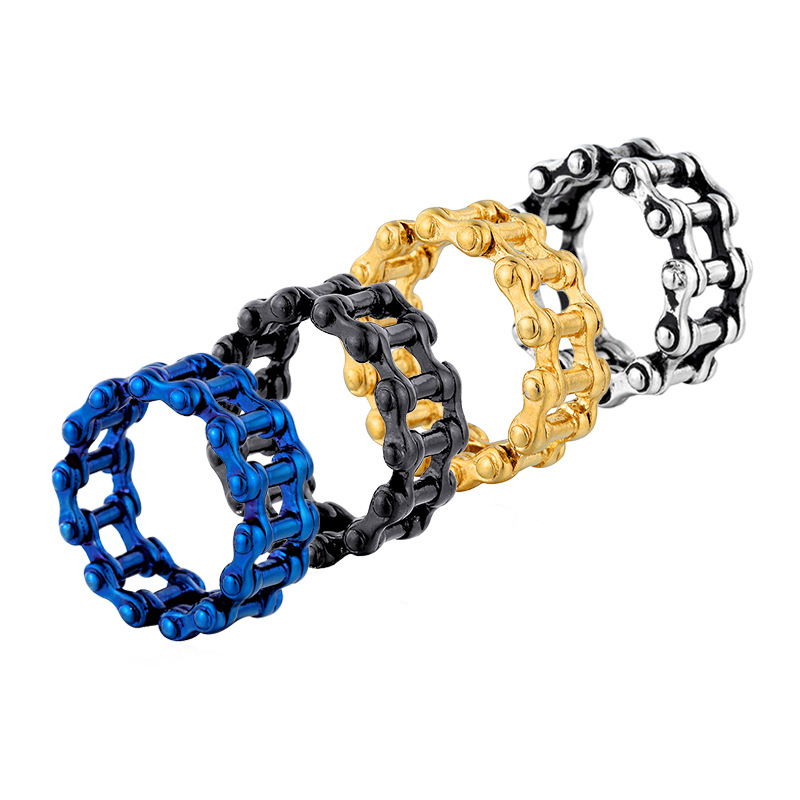 海腾男士316 钛钢单车链 复古镂空欧美 潮男多色  戒指 厂价 直销