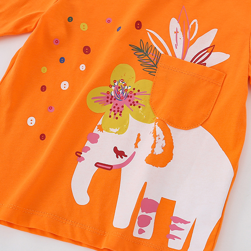 Camiseta para niños de manga larga para niñas de bebé top para niñas 2023 nuevo otoño de moda de dibujos animados de cuello redondo camisa de fondo de algodón puro