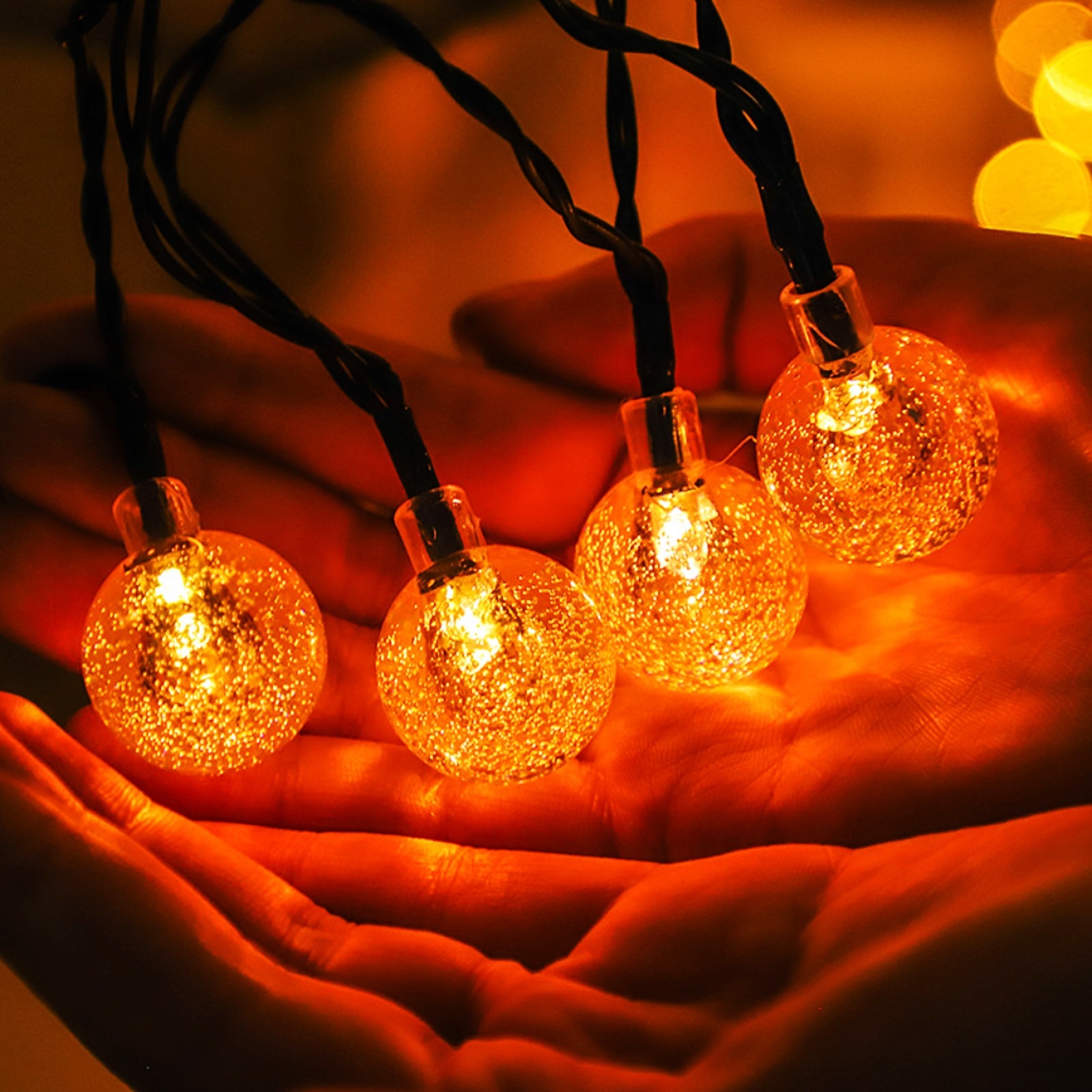 Transfronterizo en stock LED solar burbuja bola Cadena de luz al aire libre camping escena diseño impermeable Cadena de luz de color al por mayor