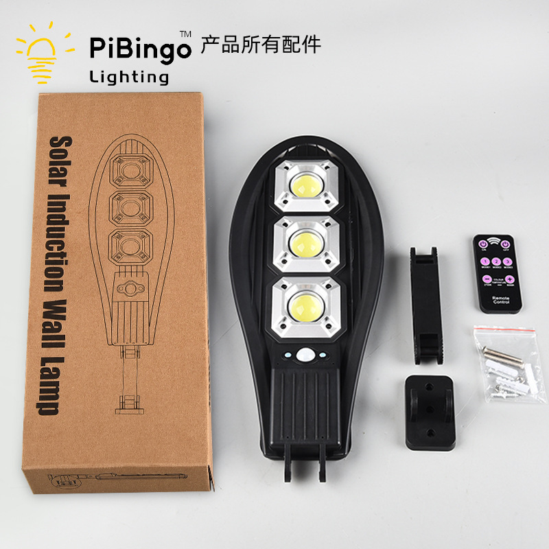 Nuevo control remoto lámpara de jardín solar al aire libre inducción del cuerpo humano LED lámpara de calle 90 núcleo COB lámpara de calle de inducción