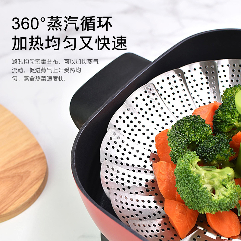 ステンレス折りたたみ蒸し器多機能伸縮蒸し器手持ち家庭用収納フルーツバスケット折りたたみ可能蓮蒸し器|undefined