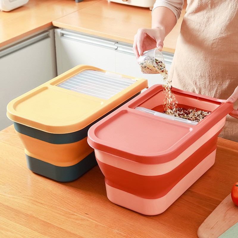 Amazon cocina plegable caja de arroz a prueba de insectos a prueba de humedad olla de arroz sellada Cubo de arroz harina de arroz caja de almacenamiento