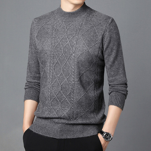 Men's Wool Sweater 100% Wool Half-High Collar Warm Thick Autumn/Winter 2025 New Arrival Knit Sweater