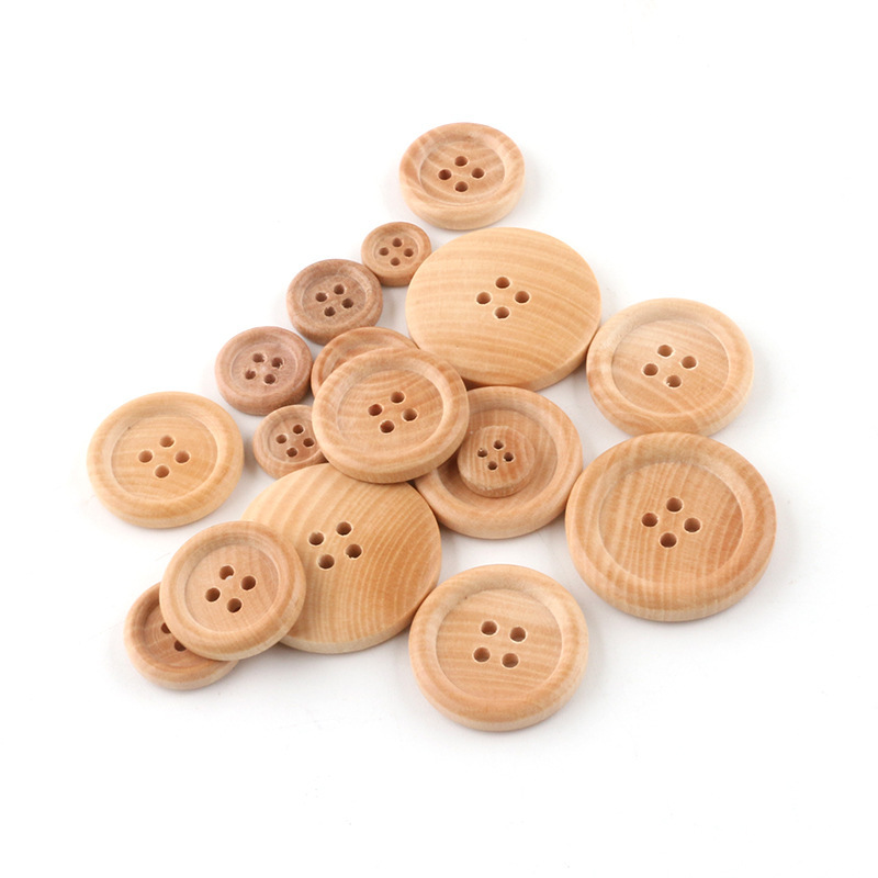 Factory spot Four -eye round side wood buckle natural button shirt…