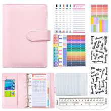 跨境爆款A6活页夹拉链袋马卡龙笔记本皮革PU活页本现金手账本定制