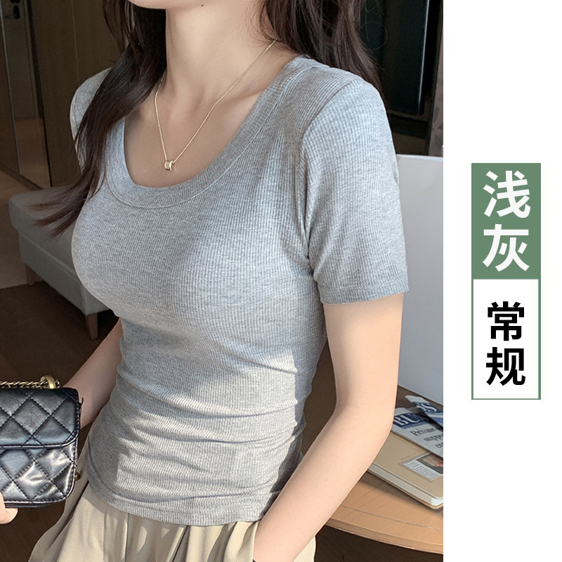 H5 21半袖tシャツの女性は春夏シンプルな純色の外着を着ています。|undefined