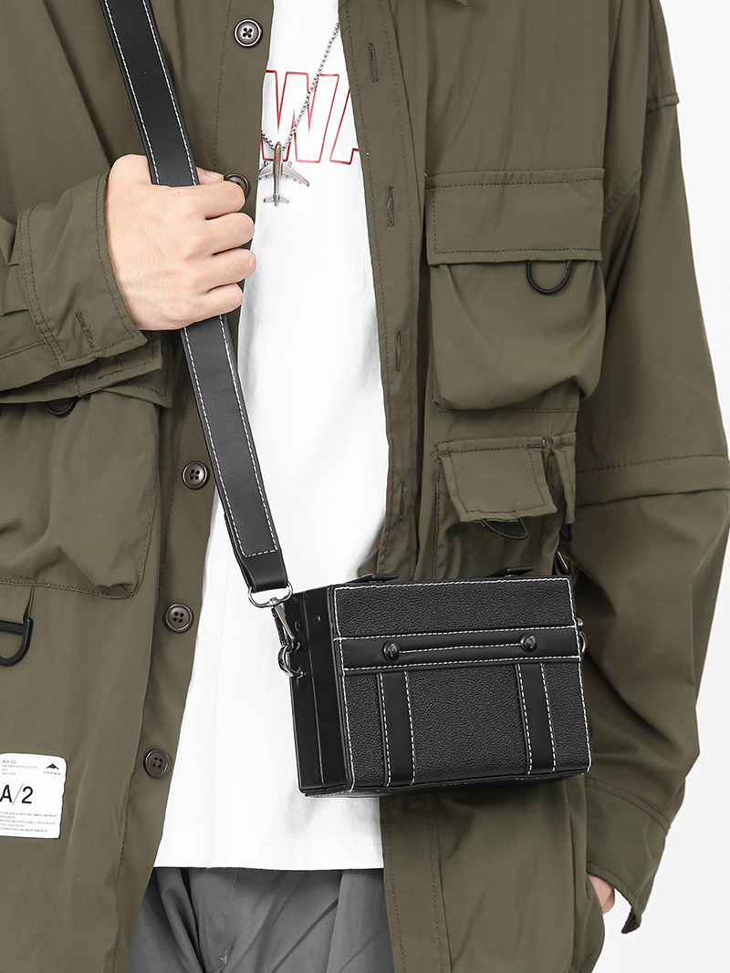 ボックスバッグメンズクロスボディバッグハイエンドの新しい韓国ファッションカジュアルスタイリングバッグパーソナライズされたトレンディなブランド携帯電話バッグ