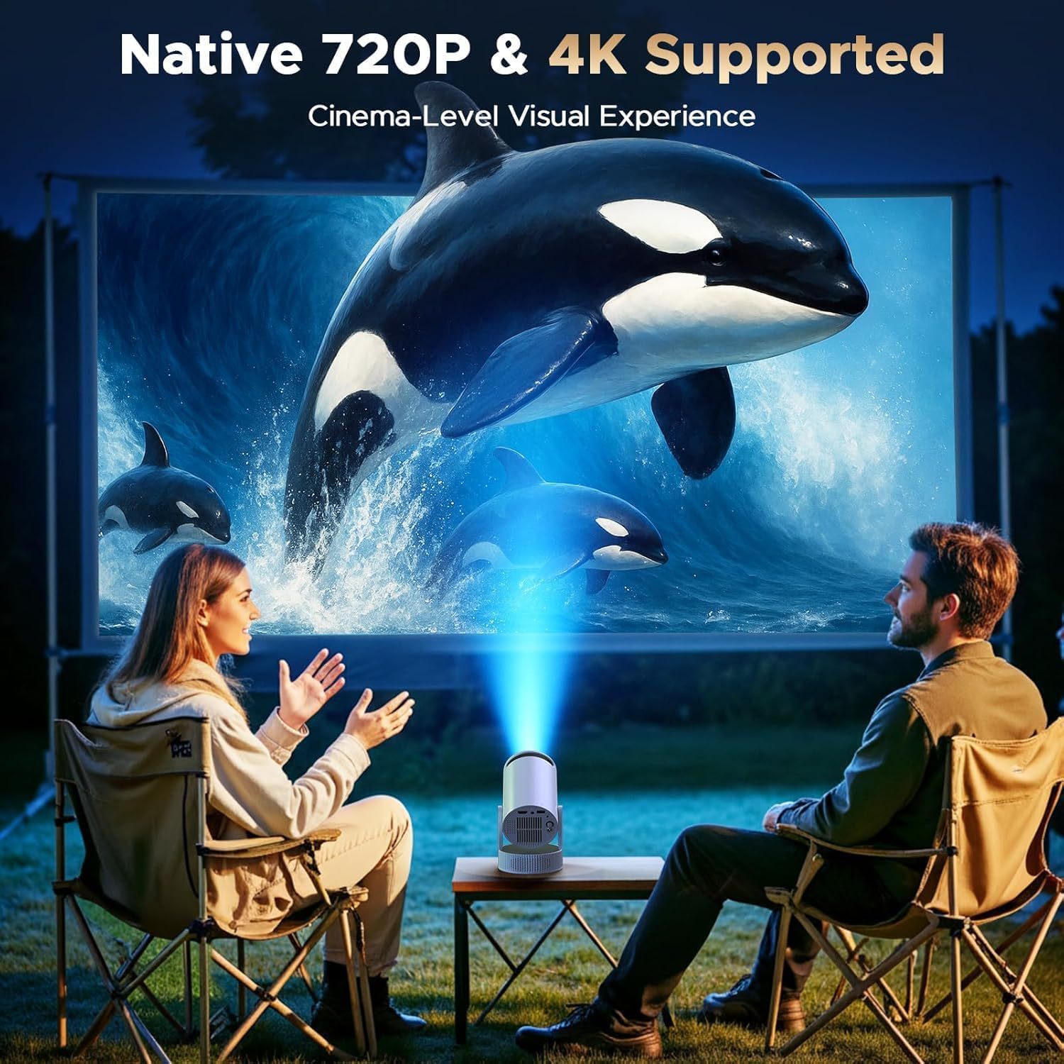 Built-in Battery, 4K Supported Android 11.0 Smart Outdoor Pr