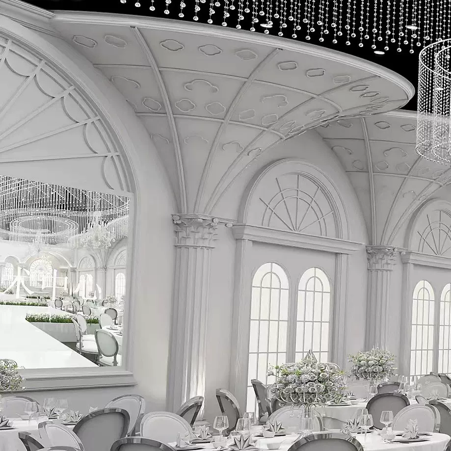 上海婚礼堂GRG造型婚庆婚礼公司装饰吊顶舞台道具背景墙罗马柱