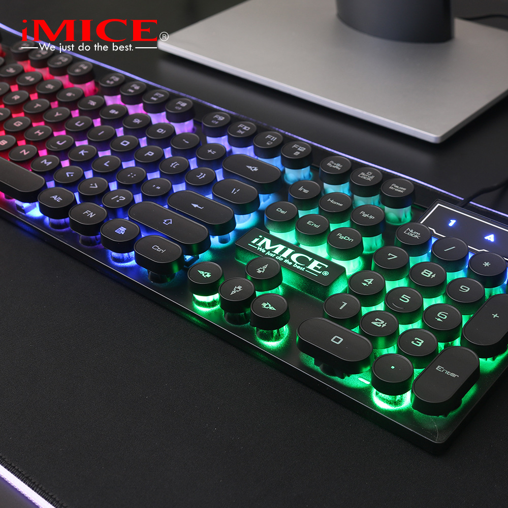IMICE Direct USB Desktop Punk Mechanical Touch Suspended Round Hat Esports Glow Game Keyboard_voghion.com