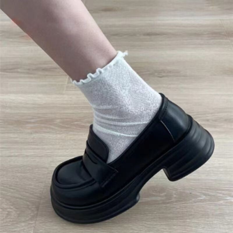 Popular Round-Toe Thick-Soled Women's Black College-Style Leather Shoes Versatile British Loafers 2026 Shoes Popular Round-Toe Thick-Soled Women's Black College-Style Leather Shoes Versatile British Loafers 2026 Shoes