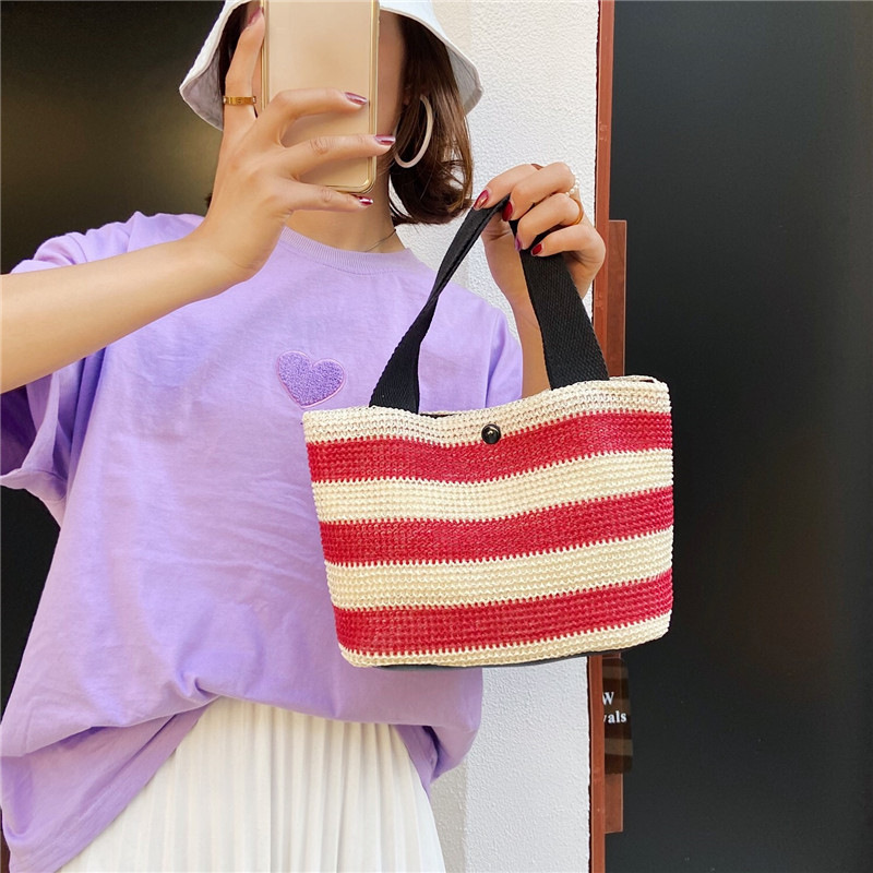 Straw-woven single-shoulder bag for women, new summer casual bag for middle-aged and elderly moms, simple lunch box handbag, export version undefined