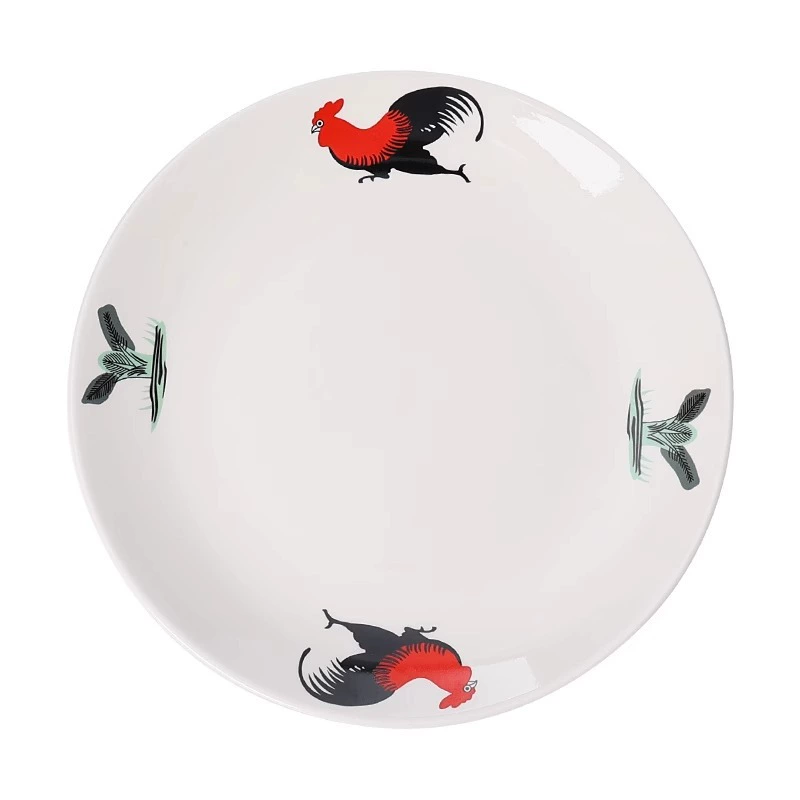 Ceramic rooster dish plate flat plate shallow plate steak plate buffet restaurant hotel farm tableware plate bone plate