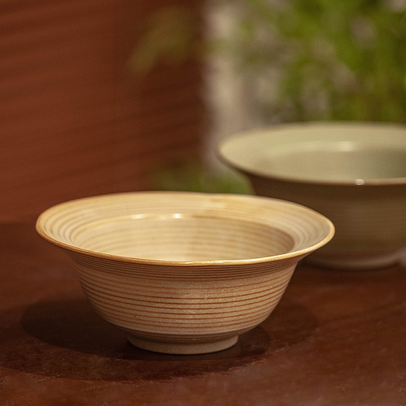Quiet Style Instant Noodle Bowl Fruit Salad Bowl Soup Bowl Rice Bowl Porridge Bowl Household Retro Straw Hat Bowl for Personal Use