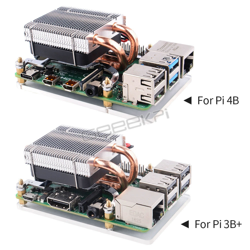 Подходит для Raspberry Pi 4B/3B+ — тонкий горизонтальный радиатор (тип B)