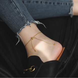 European and American cross-border jewelry fashion adjustable metal square snake bone anklet female net red exquisite titanium steel anklet wholesale