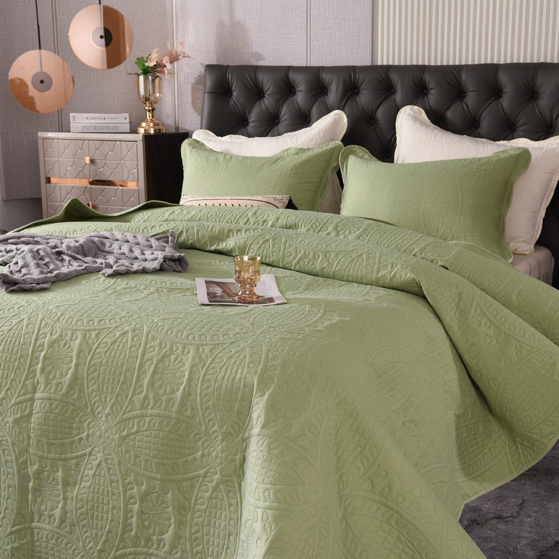 Tapa de cama de color sólido juego de tres piezas comercio electrónico transfronterizo cuatro estaciones exportación comercio exterior algodón lavado acolchado liso ropa de cama gruesa al por mayor