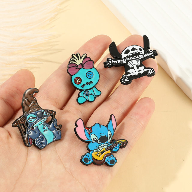 Disney Kawaii Stitch anime figure pin clothing decoration badge Stitch  action figure DIY backpack decor children's toys gifts