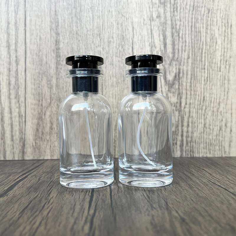 现货B100-50ml 透明黑盖香水喷雾瓶化妆品分装瓶便携式玻璃空瓶子