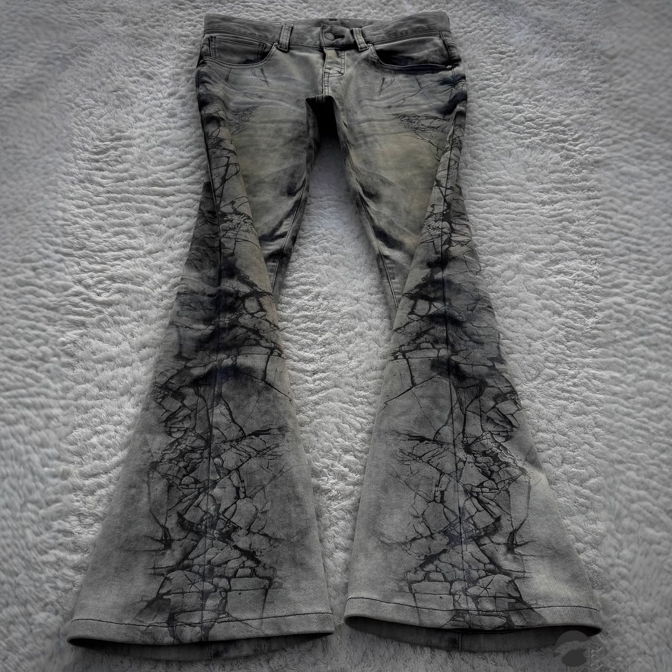 Transfronterizos y2k retro estampado en caliente de la industria pesada lavado en agua vaqueros para mujeres calles altas retro gótico pantalones de piernas anchas