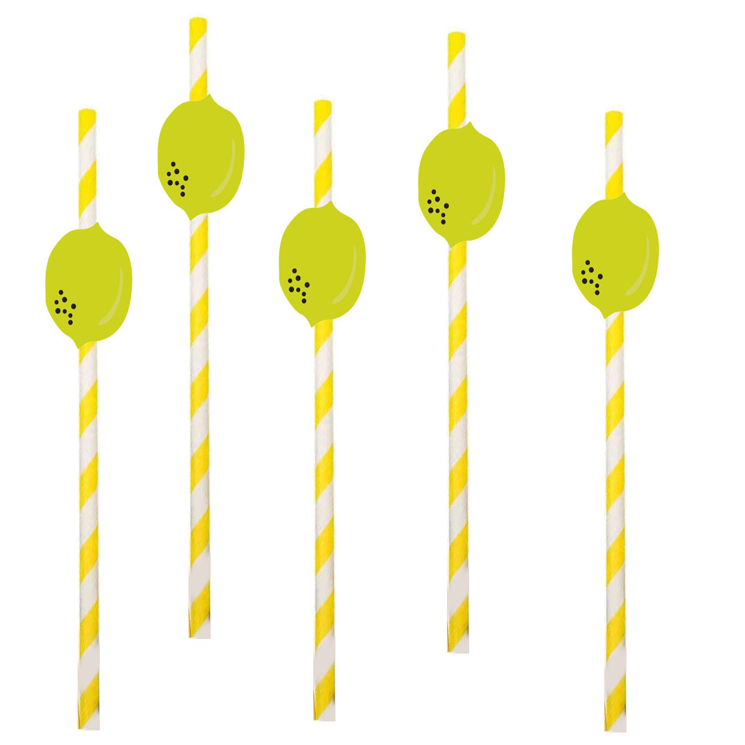 Fiesta transfronteriza suministra paja de fruta creativa carambola paja de cal Maxi paja de papel desechable en lote de stock