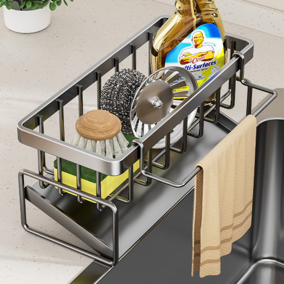 Kitchen Storage Rack Rag Storage Drying Rack Punch-Free Household Seasoning Shelf Faucet Sink Artifact Countertop