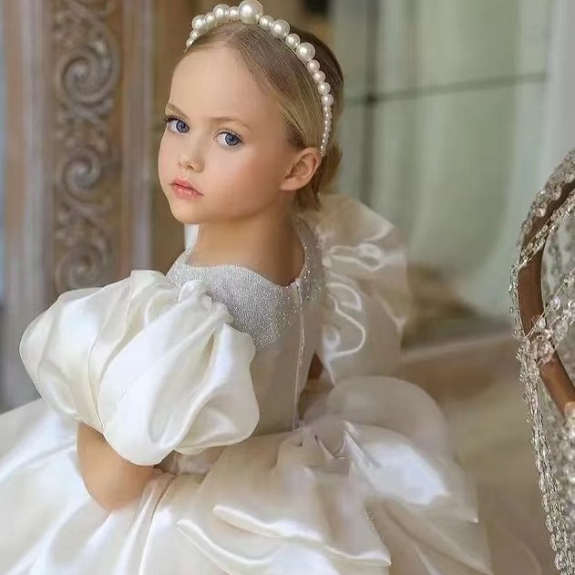 Girls Princess Dress Tulle Skirt Children's Performance Costume New Flower Girl Summer Evening Gown Hostess Outfit_voghion.com