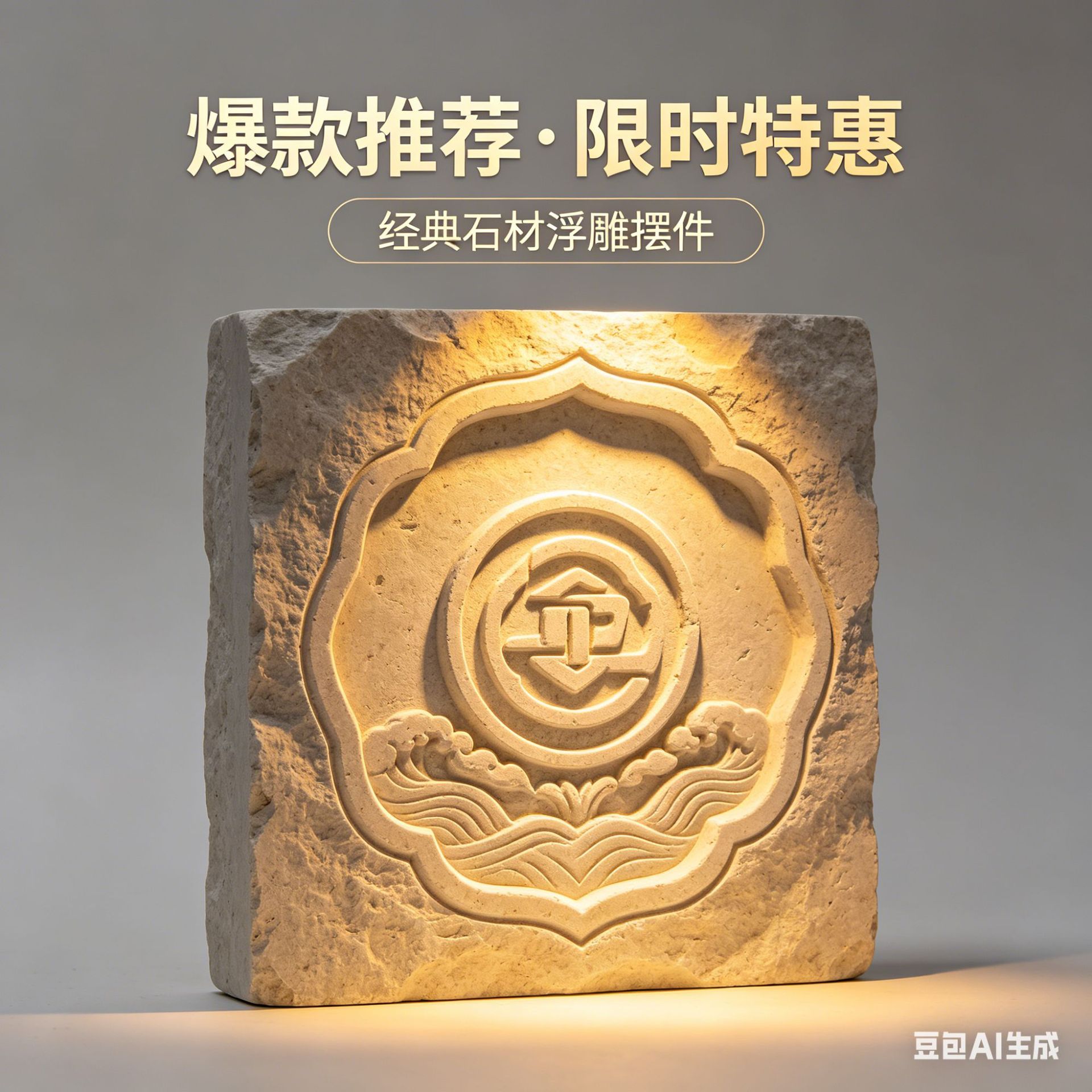 石材浮雕背景墙 庭院外墙装饰 石雕壁画福字山水定制户外背景墙