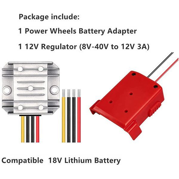 1Set Red Metal+Plastic Milwaukee Battery Adapter and 12V Regulator 18V Lithium Ion