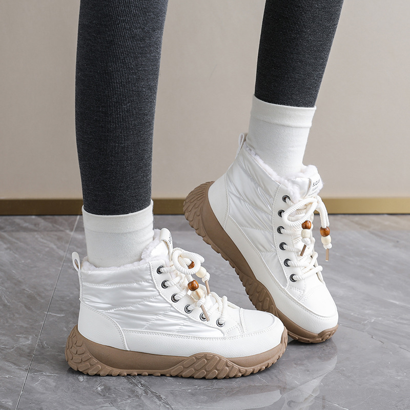 K5205 Snow Boots For Women 2025 New Winter Fleece Lined Thickened High Top Thick Sole Versatile Northeast Warm Cotton_voghion.com