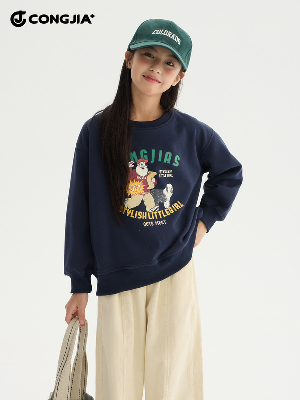 女童美式卡通印花卫衣2025秋季新款儿童宽松休闲上衣百搭洋气长袖|undefined