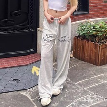 现货韩国小众Badblod运动卫裤美式复古辣妹字母印花宽松轻薄休闲