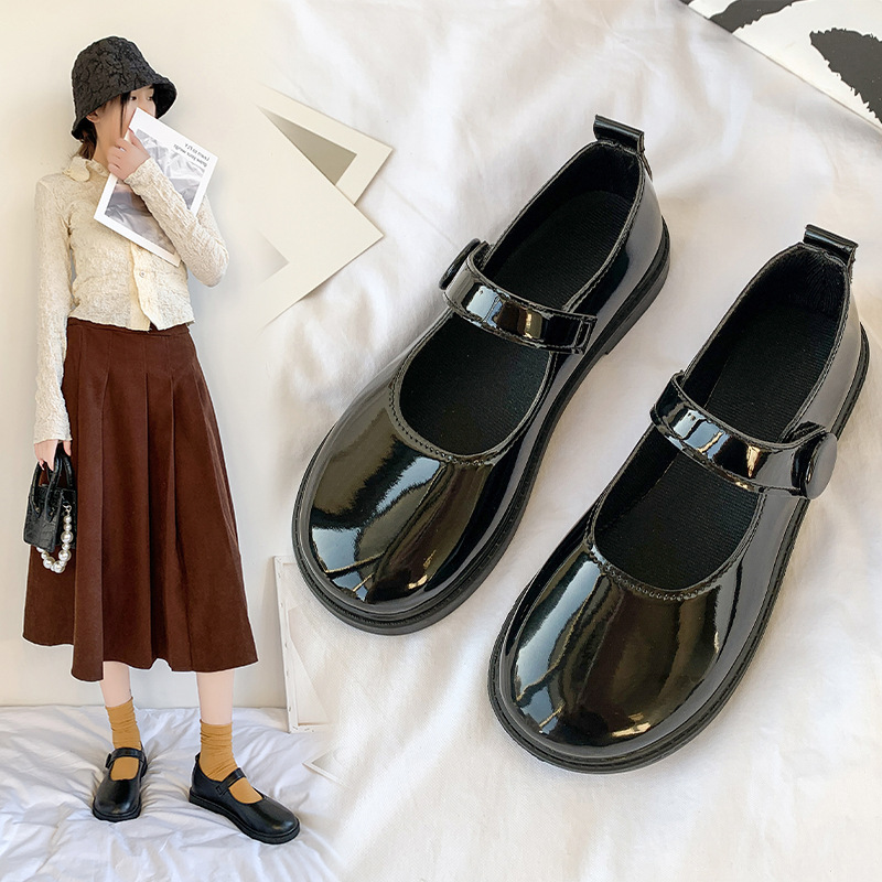 Japanese-Style Velcro Small Leather Shoes for Female Students, 2026 Spring and Autumn New Vintage Black Mary Jane Uniform Shoes Wholesale Japanese-Style Velcro Small Leather Shoes for Female Students, 2026 Spring and Autumn New Vintage Black Mary Jane Uniform Shoes Wholesale