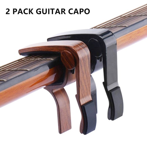 2 pack folk/electric guitar capo aluminum alloy wood grain capo + 5 picks Guitar Capo
