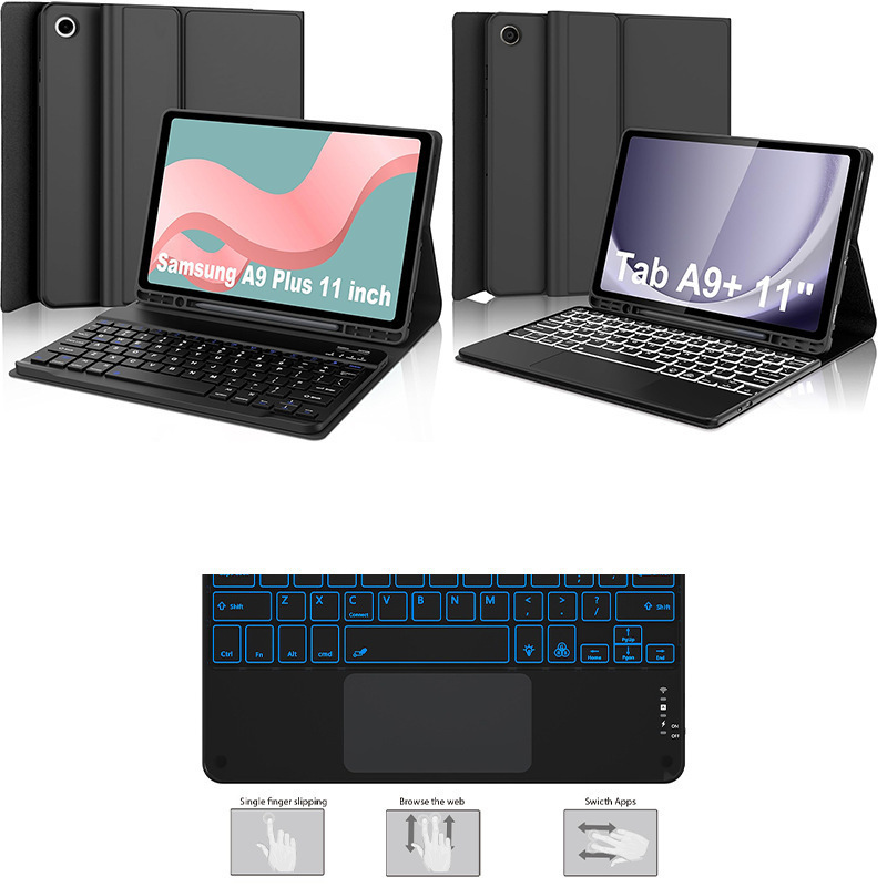 For Samsung tablet A9 Plus touch backlit Bluetooth keyboard X210 protective case 216 pen slot leather case silicone For Samsung tablet A9 Plus touch backlit Bluetooth keyboard X210 protective case 216 pen slot leather case silicone
