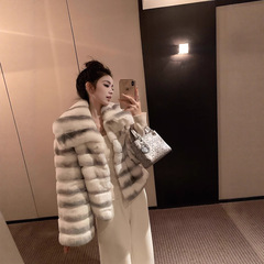 2025奢贵高级獭兔毛雾柔感仿龙猫大翻领皮草外套女气质名媛