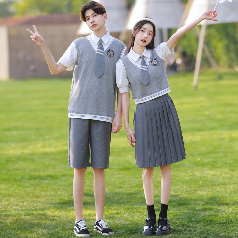 Junior Senior high school Students Class Uniform Summer British College Style Poetry Recitation Chorus Performance Uniform Graduation Photo School Uniform suit