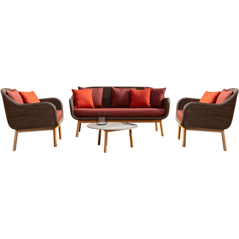 Sofá de exterior para patio, jardín, casa de huéspedes, muebles de ocio, balcón al aire libre, conjunto de sofás de ratán impermeables y resistentes al sol