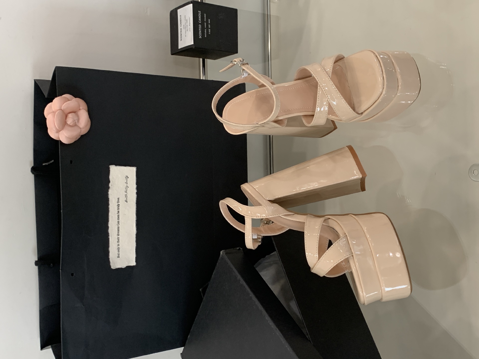 Sandal nữ cao gót đế xuồng platform mũi vuông thời trang — đen chi tiết 34
