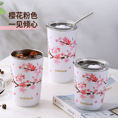 304不锈钢内胆印花随手杯便携简约车载咖啡杯商务休闲保温杯礼品|ru