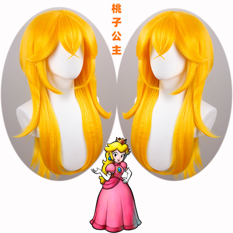 Super Mario Movie Princess Biqi wig Super Mary COS wig golden high temperature silk simulation wig